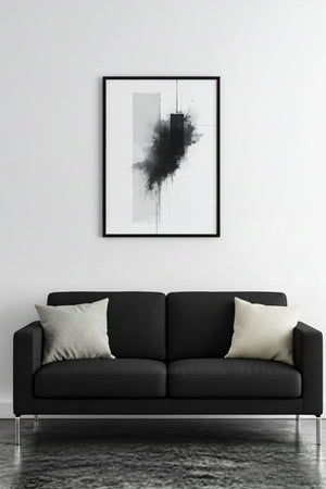 Doğal Ahşap Çerçeveli Soyut Desenli Tablo - Minimal | huhu1215