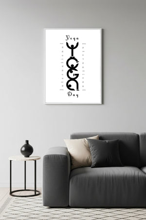 Beyaz Ahşap Çerçeveli Minimal Yoga Temalı Tablo - Siyah-Beyaz | Huhu1260