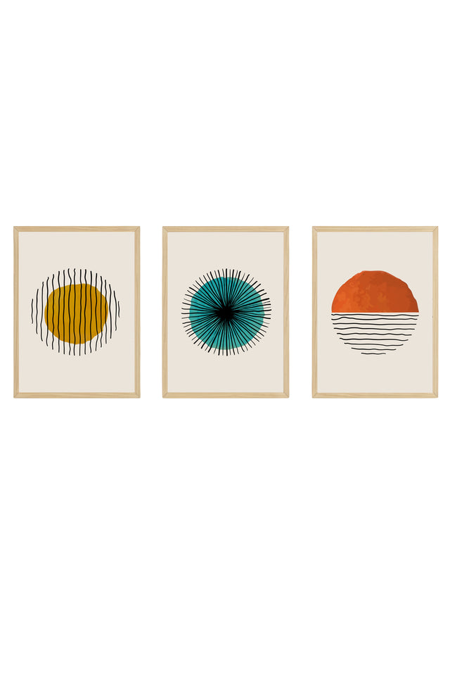 Geometrik Desenli Modern Tablo Seti - 3’lü Set | huhu12