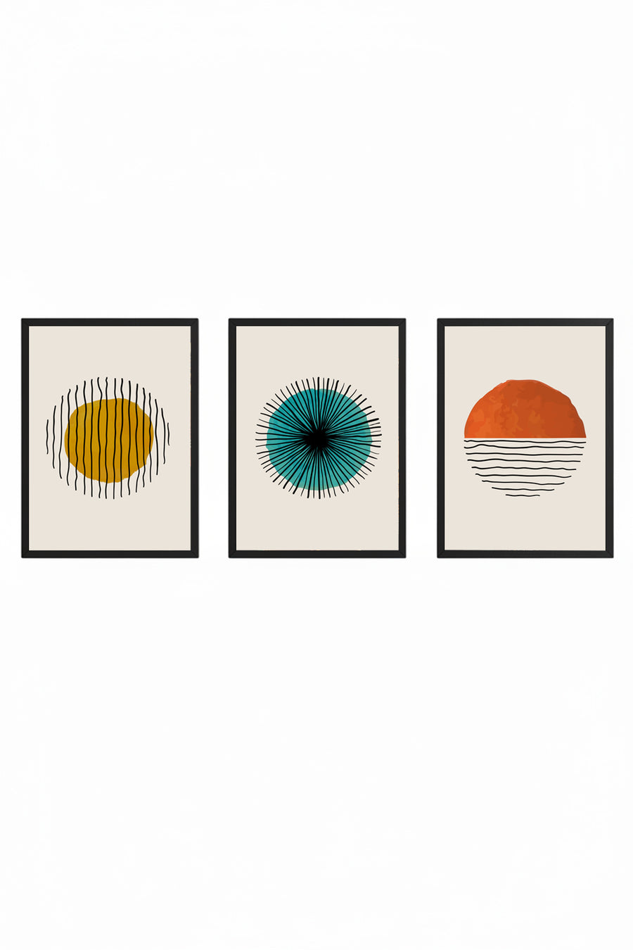 Geometrik Desenli Modern Tablo Seti - 3’lü Set | huhu12