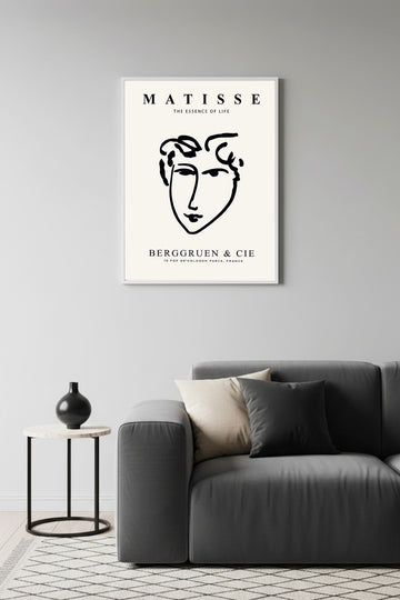 Beyaz Ahşap Çerçeveli Minimalist Yüz Desenli Tablo - Soyut | Huhu1604