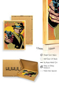 Doğal Ahşap Çerçeveli Pop Art Desenli Tablo - Noir Tarz | Sarı-Siyah | huhu1747