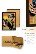 Doğal Ahşap Çerçeveli Pop Art Desenli Tablo - Noir Tarz | Sarı-Siyah | huhu1747