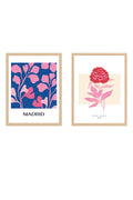 Geometrik Desenli Mavi-Pembe Tablo Seti - Modern 2’li Set | huhu175