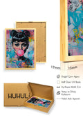 Doğal Ahşap Çerçeveli Pop Art Desenli Tablo - Canlı Tonlar | huhu1769