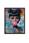 Doğal Ahşap Çerçeveli Pop Art Desenli Tablo - Canlı Tonlar | huhu1769