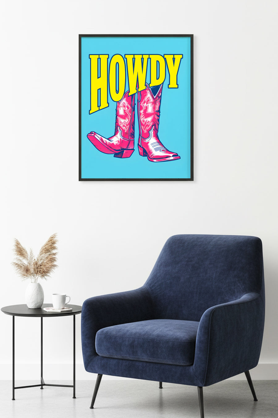Doğal Ahşap Çerçeveli Grafik Desenli Tablo - Western Retro | huhu1770