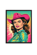 Doğal Ahşap Çerçeveli Pop Art Portre Tablo - Retro Pembe-Turkuaz | huhu1778