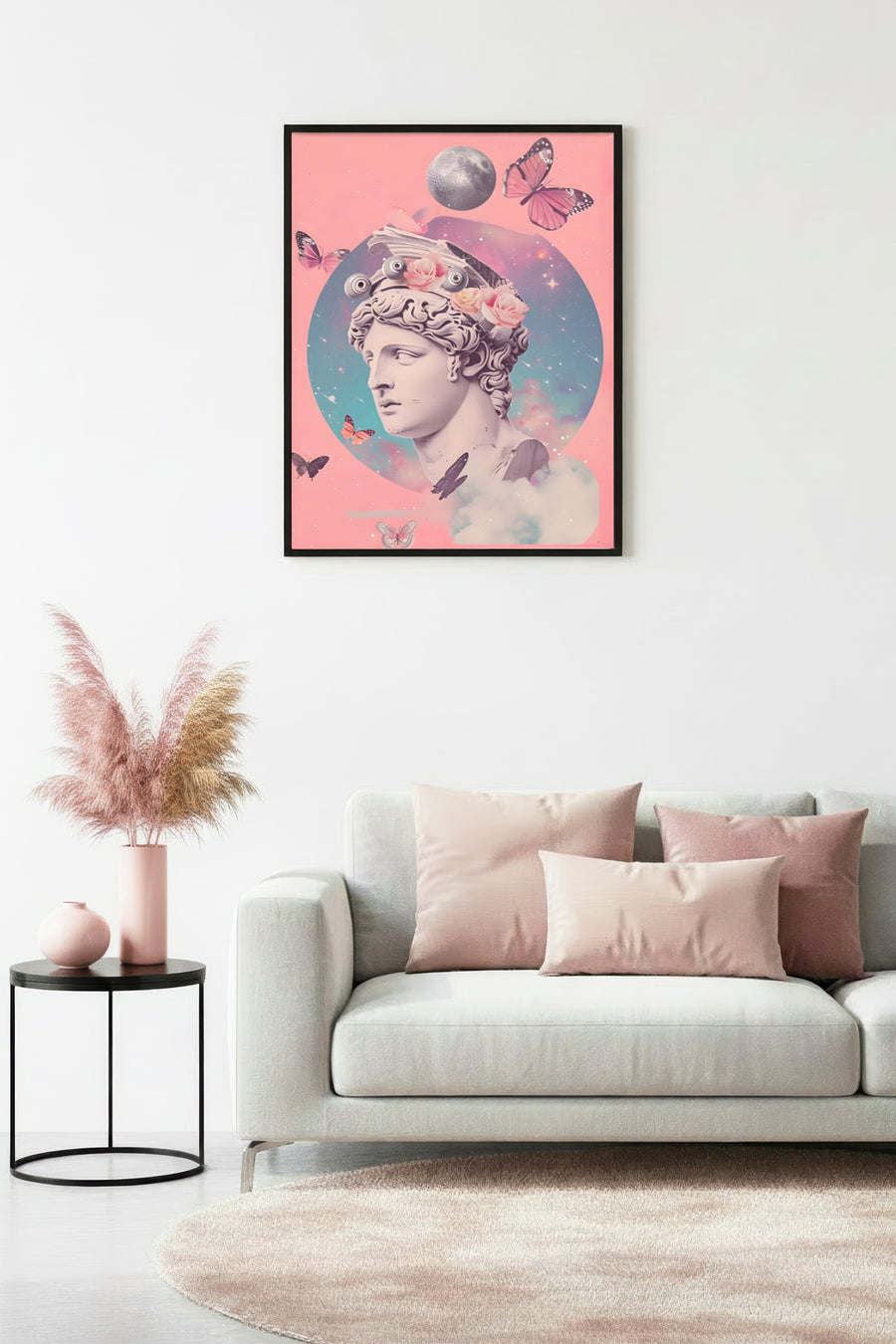 Doğal Ahşap Çerçeveli Rüya Temalı Sanatsal Tablo - Pembe Tonlar | huhu1782