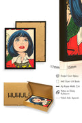 Doğal Ahşap Çerçeveli Pop Art Portre Desenli Tablo - Retro Tarz | huhu1783