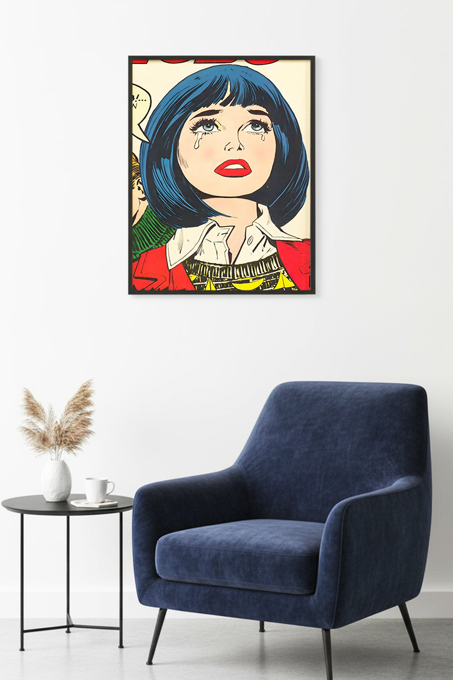 Doğal Ahşap Çerçeveli Pop Art Portre Desenli Tablo - Retro Tarz | huhu1783