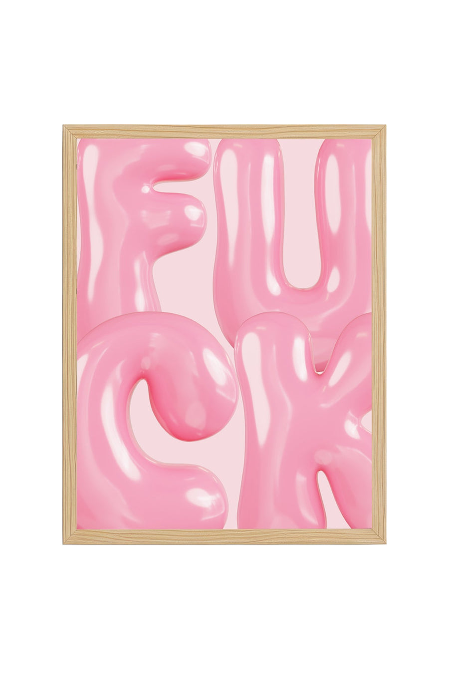 Doğal Ahşap Çerçeveli Pembe Harf Tablo - Modern Pop Art Baskı | huhu1785