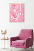 Doğal Ahşap Çerçeveli Pembe Harf Tablo - Modern Pop Art Baskı | huhu1785