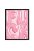 Doğal Ahşap Çerçeveli Pembe Harf Tablo - Modern Pop Art Baskı | huhu1785