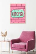 Doğal Ahşap Çerçeveli Retro Desenli Tablo - Pastel Tonlar | huhu1795