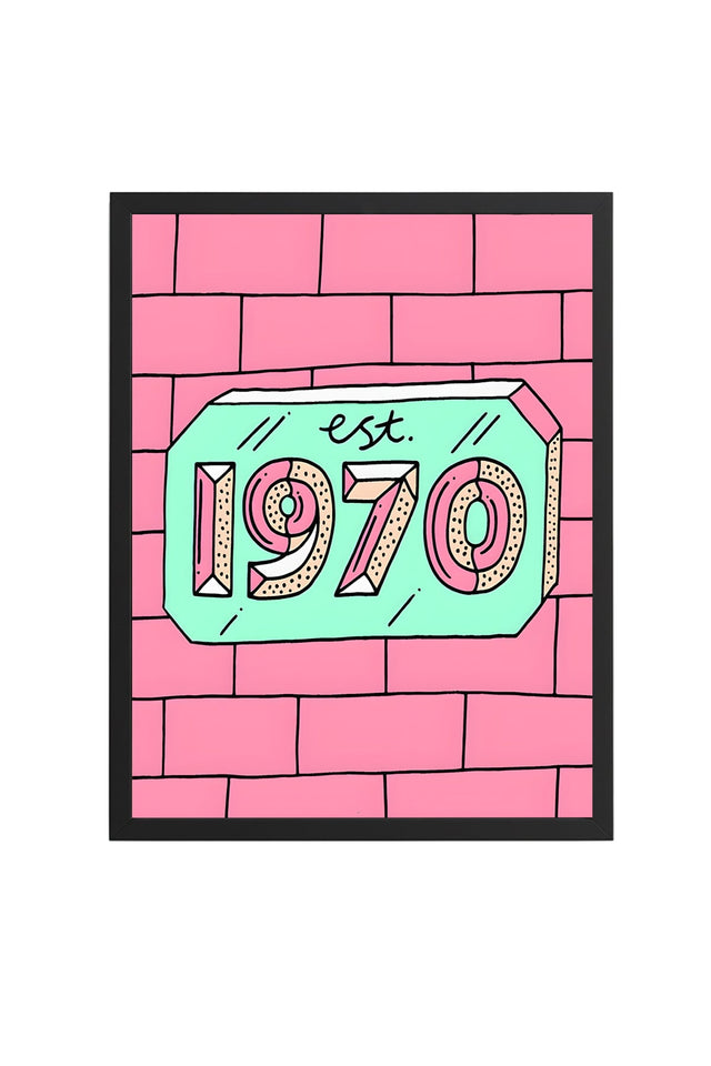 Doğal Ahşap Çerçeveli Retro Desenli Tablo - Pastel Tonlar | huhu1795