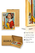 Doğal Ahşap Çerçeveli Pop Art Vintage Tablo - Kırmızı Sarı Tonlar | huhu1796
