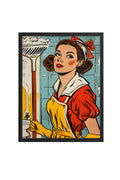 Doğal Ahşap Çerçeveli Pop Art Vintage Tablo - Kırmızı Sarı Tonlar | huhu1796