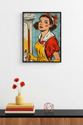 Doğal Ahşap Çerçeveli Pop Art Vintage Tablo - Kırmızı Sarı Tonlar | huhu1796