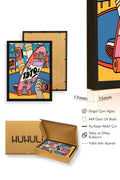 Doğal Ahşap Çerçeveli Retro Grafik Desenli Tablo - Skateboard | huhu1800