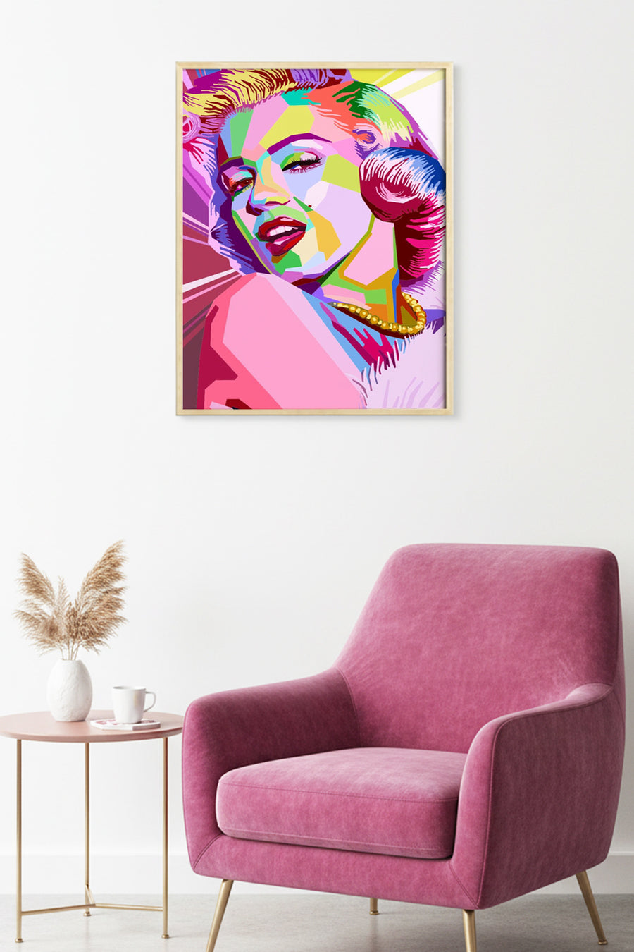 Doğal Ahşap Çerçeveli Pop Art Desenli Tablo - Canlı Tonlar | huhu1805