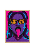 Doğal Ahşap Çerçeveli Pop Art Desenli Tablo - Pembe Mor | huhu1831