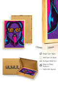 Doğal Ahşap Çerçeveli Pop Art Desenli Tablo - Pembe Mor | huhu1831