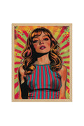 Doğal Ahşap Çerçeveli Pop Art Portre Tablo - Canlı Renkler | huhu1843