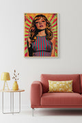 Doğal Ahşap Çerçeveli Pop Art Portre Tablo - Canlı Renkler | huhu1843