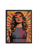 Doğal Ahşap Çerçeveli Pop Art Portre Tablo - Canlı Renkler | huhu1843
