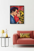 Doğal Ahşap Çerçeveli Romantik Pop Art Desenli Tablo - Kırmızı Tonlar | huhu1859