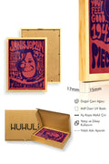 Doğal Ahşap Çerçeveli Retro Pop Art Tablo - Bordo-Mor | huhu1860