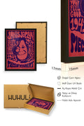 Doğal Ahşap Çerçeveli Retro Pop Art Tablo - Bordo-Mor | huhu1860