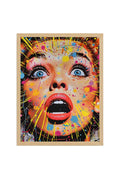 Doğal Ahşap Çerçeveli Pop Art Desenli Tablo - Canlı Renkler | huhu1863