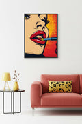 Doğal Ahşap Çerçeveli Pop Art Portre Desenli Tablo - Canlı Tonlar | huhu1877