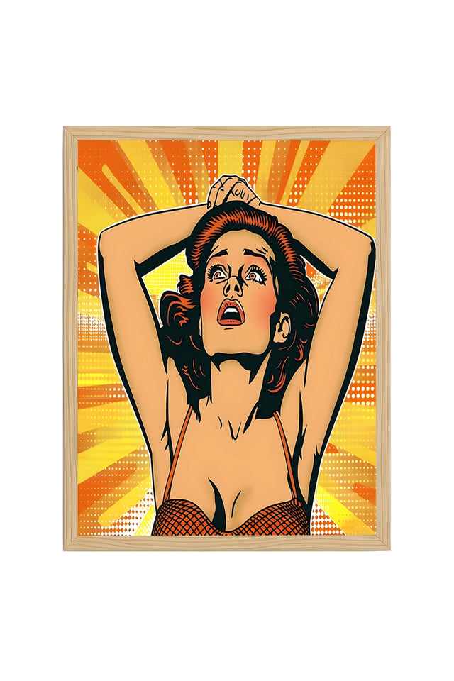 Doğal Ahşap Çerçeveli Pop Art Portre Tablo - Canlı Tonlar | huhu1882