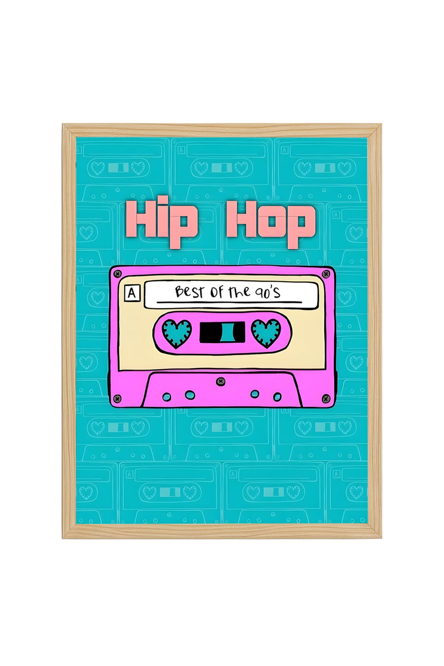 Doğal Ahşap Çerçeveli Retro Grafikli Tablo - Hip Hop 90lar | huhu1890