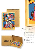 Doğal Ahşap Çerçeveli Vintage Skateboard Tablo - Pop Art Grafikleri | huhu1892