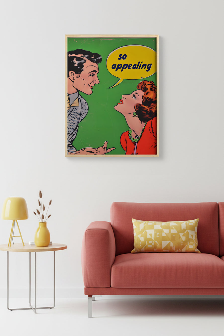Doğal Ahşap Çerçeveli Vintage İllüstrasyon Tablo - Pop Art Tarzı | huhu1915