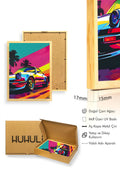 Doğal Ahşap Çerçeveli Canlı Pop Art Desenli Tablo - Retro Tonlar | huhu1925