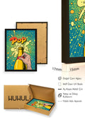 Doğal Ahşap Çerçeveli Pop Art Desenli Tablo - Canlı Tonlar | huhu1931