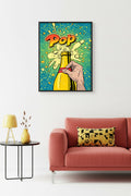 Doğal Ahşap Çerçeveli Pop Art Desenli Tablo - Canlı Tonlar | huhu1931
