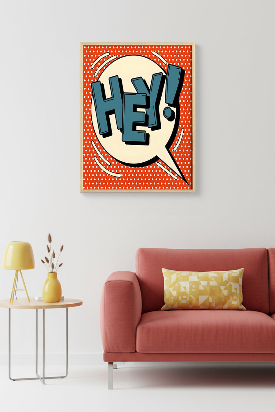 Doğal Ahşap Çerçeveli Pop Art Tipografik Tablo - Turkuaz Yazı | huhu1940