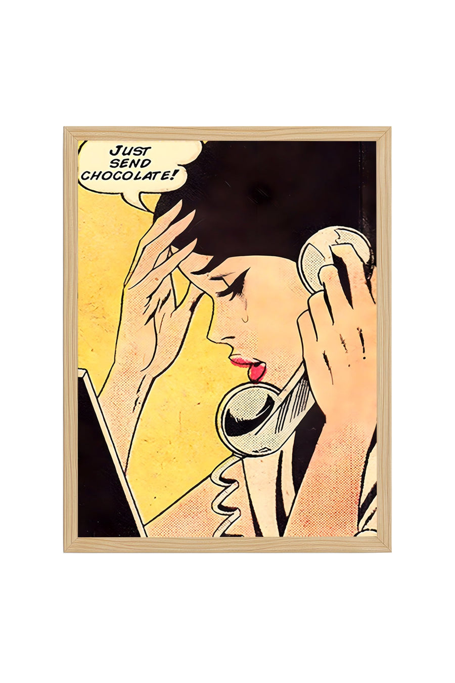 Doğal Ahşap Çerçeveli Pop Art Desenli Tablo - Retro Sohbet | huhu1942