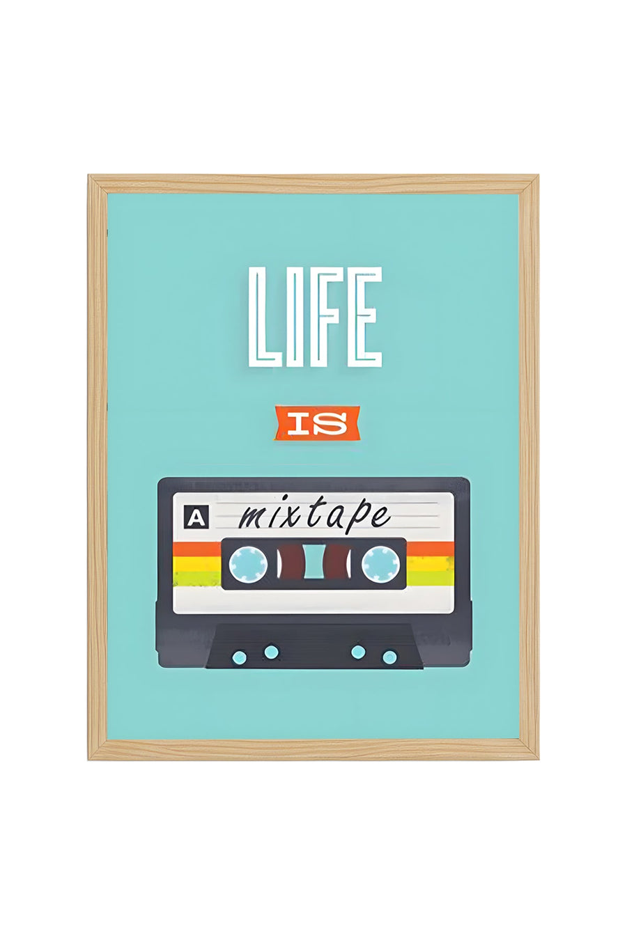 Doğal Ahşap Çerçeveli Retro Desenli Tablo - Müzik Temalı | huhu1944