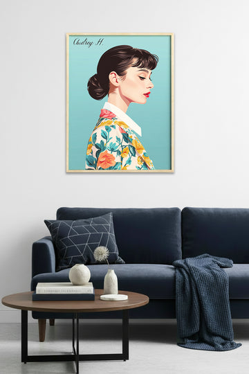 Doğal Ahşap Çerçeveli Çiçek Desenli Tablo - Retro Tonlar | huhu1958