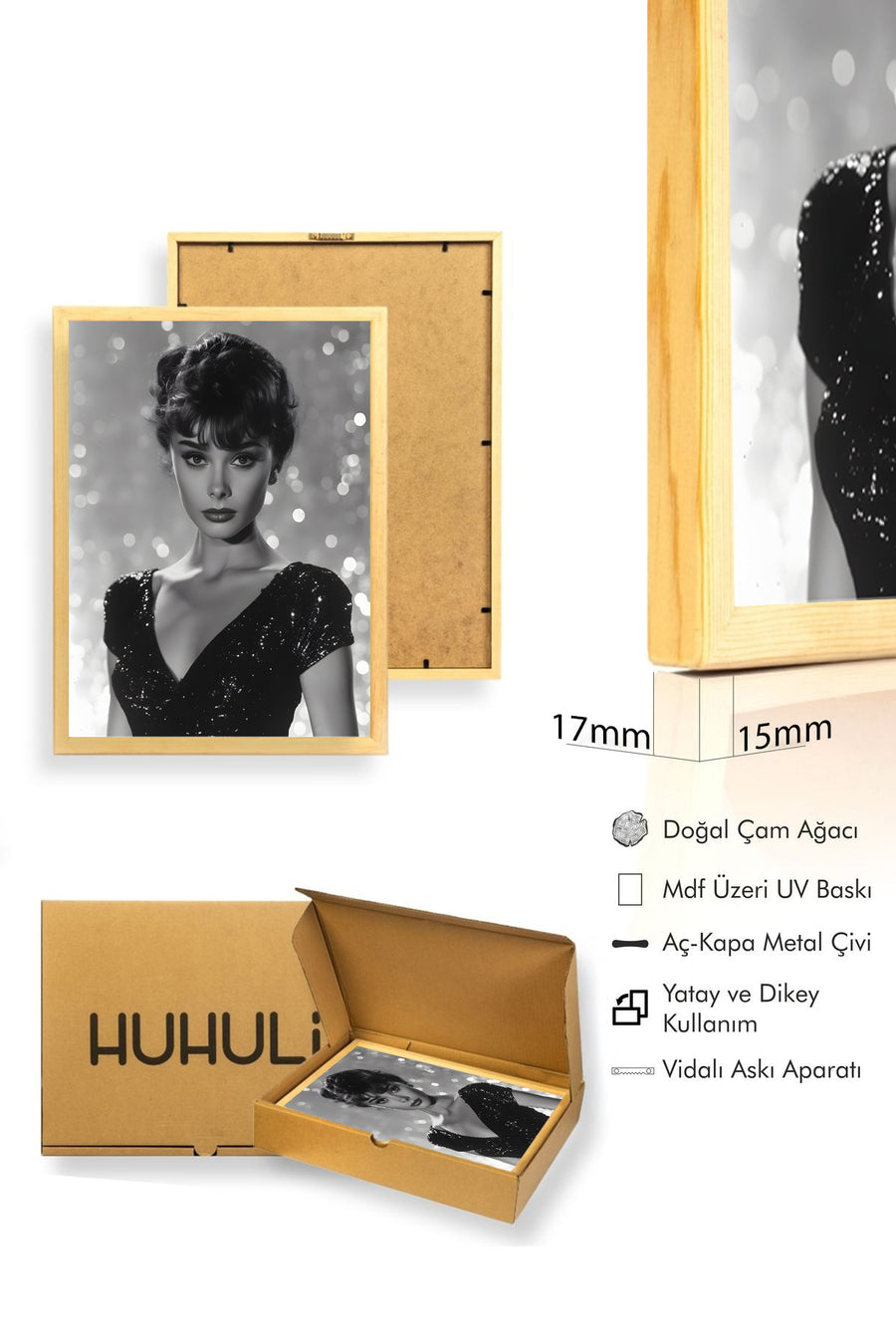 Doğal Ahşap Çerçeveli Klasik Portre Desenli Tablo - Sinematik | huhu1962