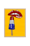 Doğal Ahşap Çerçeveli Pop Art Desenli Tablo - Kırmızı-Mavi | huhu1971