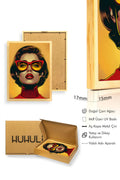 Doğal Ahşap Çerçeveli Retro Portre Tablo - Kırmızı Pop Art | huhu1975
