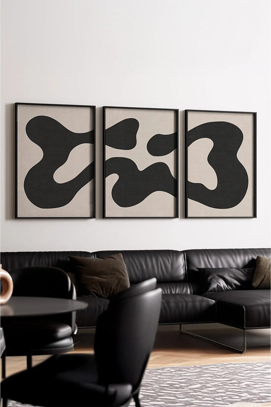 Ahşap Siyah Çerçeveli Minimalist 3’lü Tablo | Huhu199